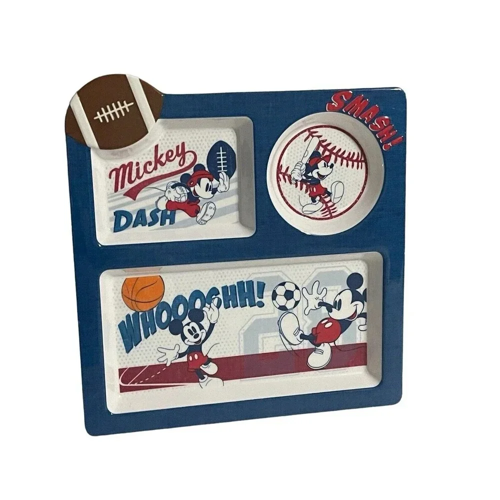 Disney Mickey Mouse Blue 3 Compartment Melamine Sports Plate